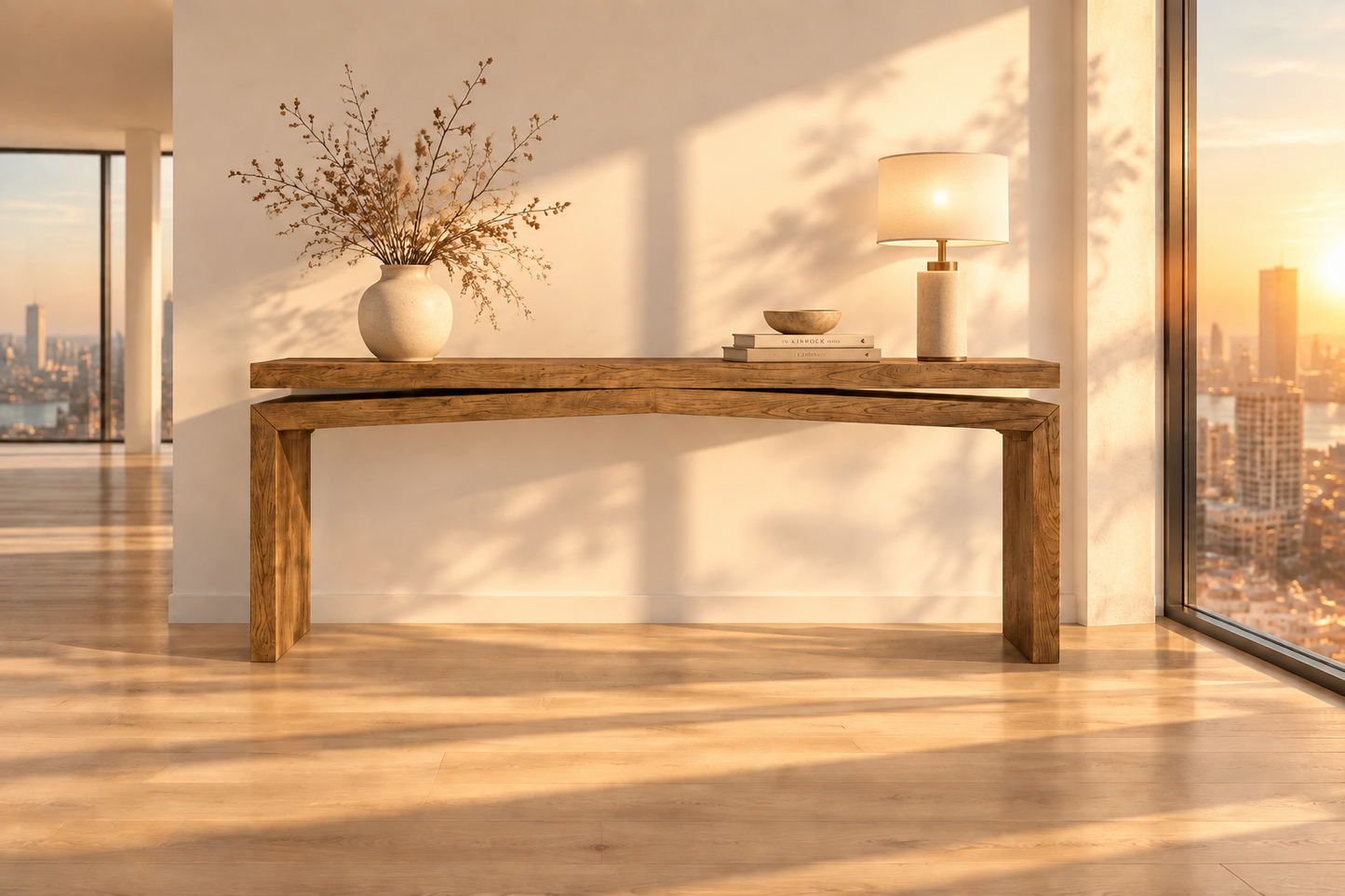 Four Hands Matthes Solid Oak Console Table-Rustic Gray FFE-1581