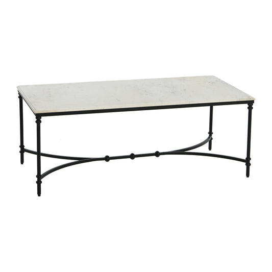 Creative Co-Op Libertine Genuine Marble and Metal Coffee Table, Black Finish FFE-1335
