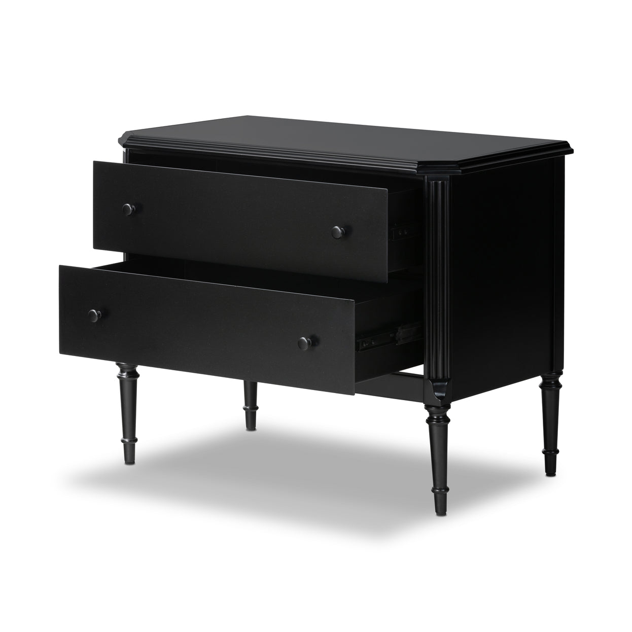 Four Hands 2 Drawer Black Lendon Nightstand FFE-1444