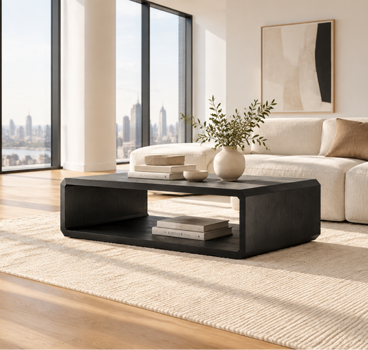 Four Hands Caspian Coffee Table - Black Ash FFE-1588