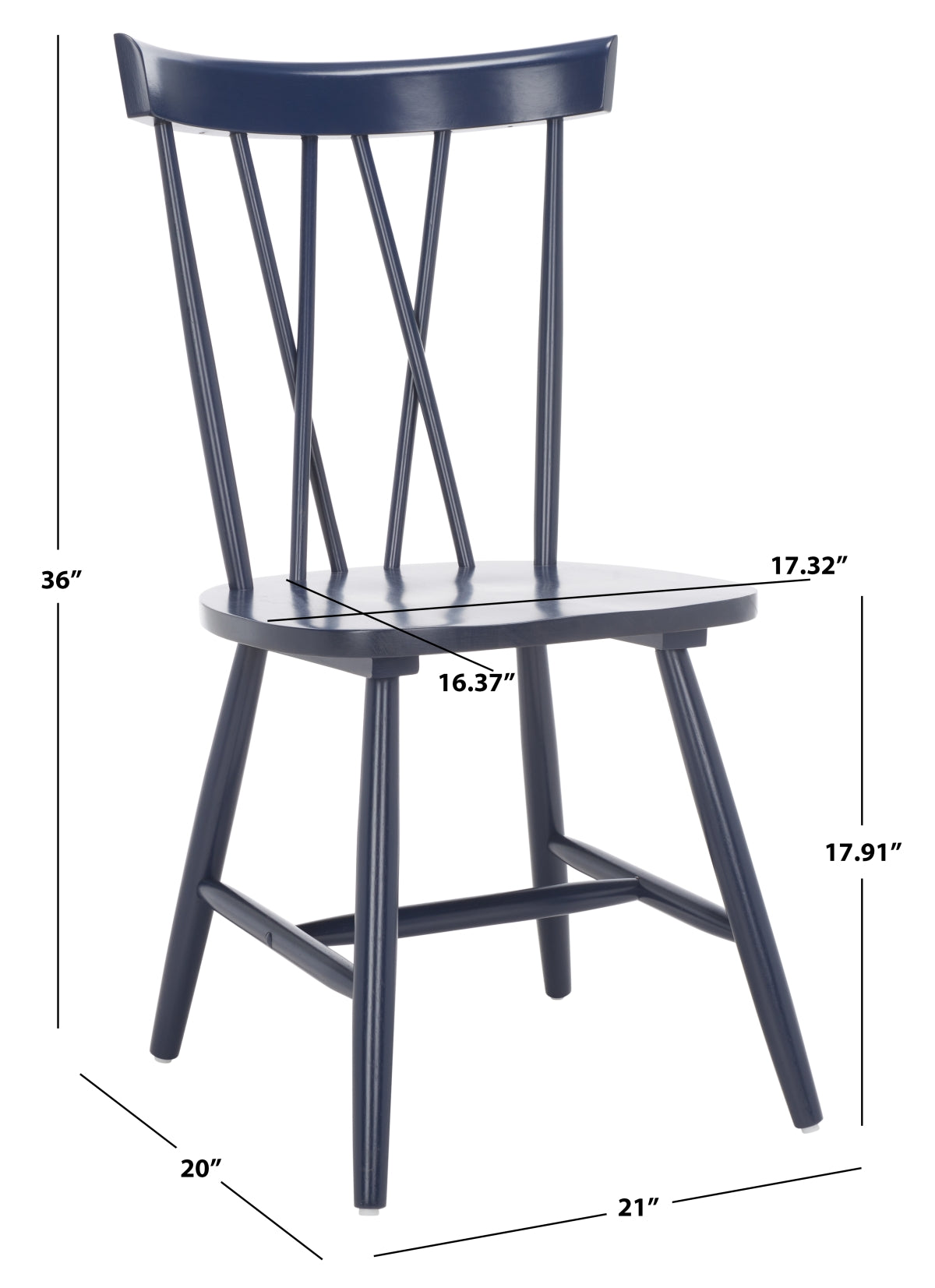 2 Pair (4 Chairs) Friar Dining Chair - Navy - Safavieh FFE-1427