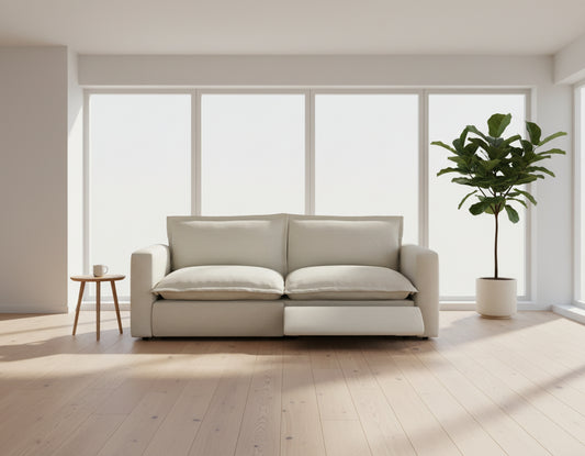 Homebody - Cushy Inc Coconut Linen 2 Seat Loveseat w 2 Recliners FFE-1023