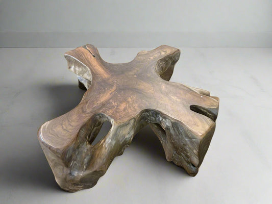 Classic Home Prescy Coastal Beach Natural Teak Wood Root Coffee Table MB1-33