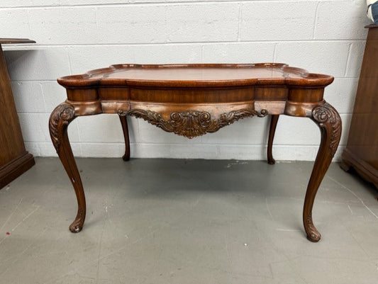 Maitland Smith Leather Top Tooled Coffee Chippendale Style Coffee Table EK221-100