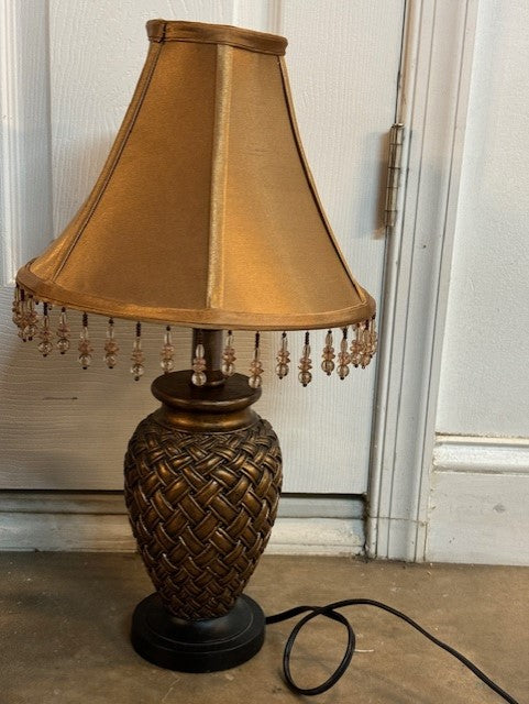 Pair of Pineapple Table Lamps w Hanging Beaded Shades EK221-160