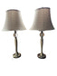 Pair Glass Ball Brushed Nickel Table Lamps w Gorgeous Shades EK221-162