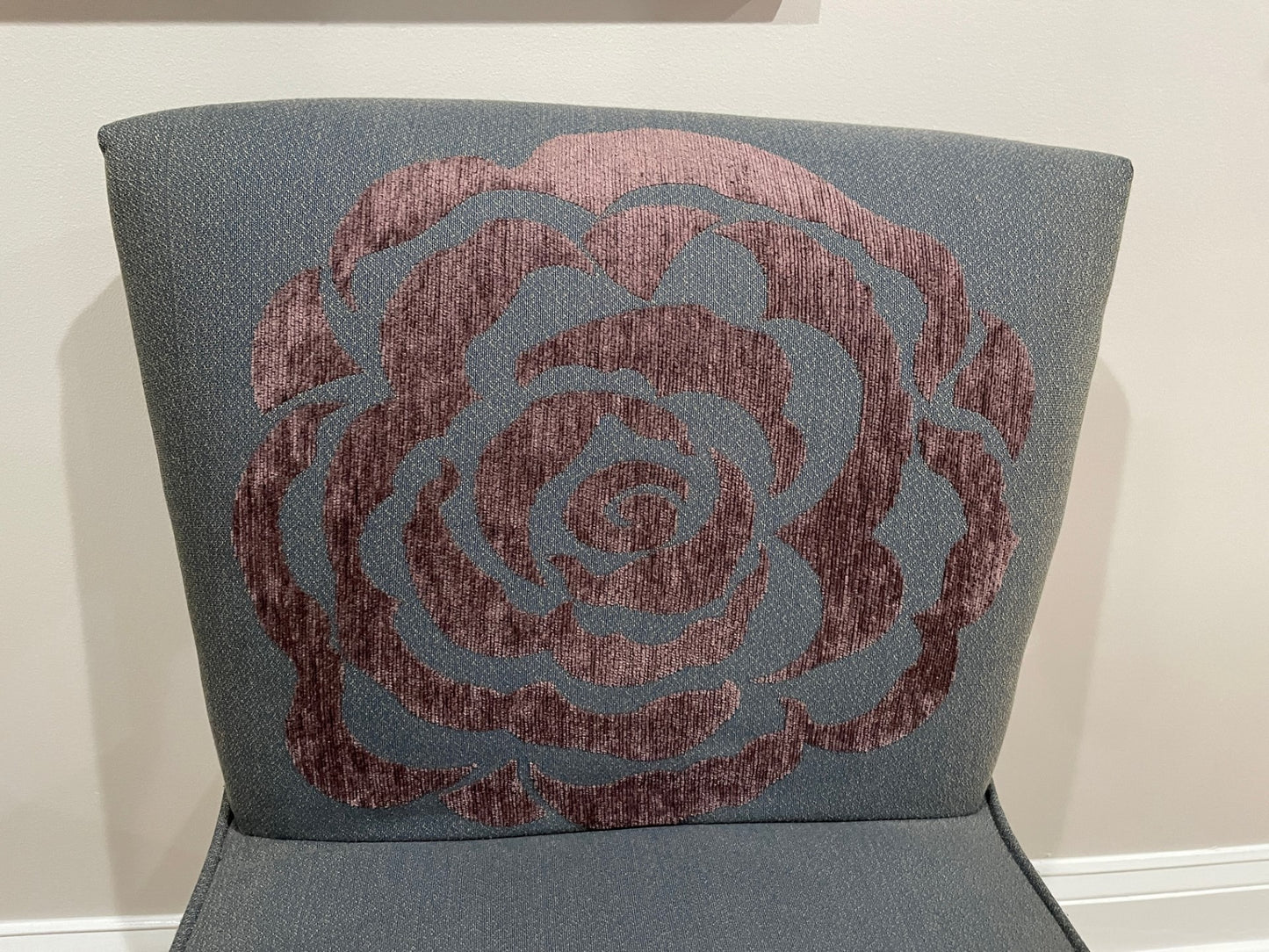 Pair Grey Side Chairs w Rose Embroidery LY200-3