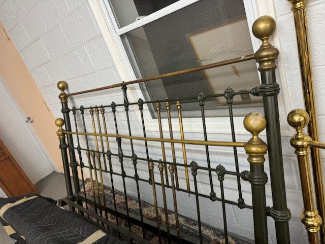 Gorgeous Brass & Cast Iron Queen Bed Frame EK221-173