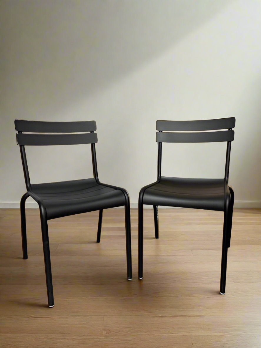 Pair Fermob Frederic Sofia Luxembourg Stackable Black Side Chairs FFE258-157