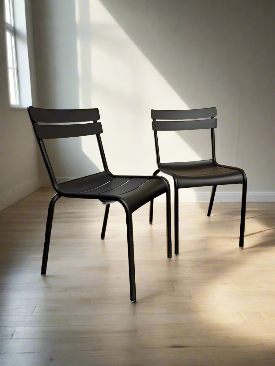 Pair Fermob Frederic Sofia Luxembourg Stackable Black Side Chairs FFE258-157