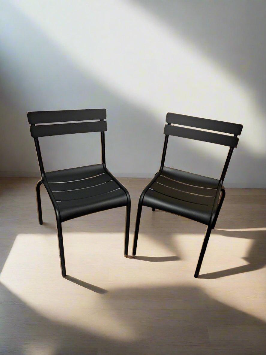 Pair Fermob Frederic Sofia Luxembourg Stackable Black Side Chairs FFE258-157