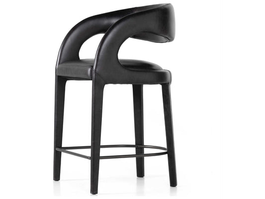 Four Hands Townsend Hawkins Sanoma Black Leather Bar Stool FFE258-297