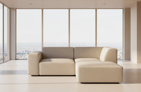 Simpli Home Pale Grey Rex 3 pc Love Seat & Ottoman FFE-771