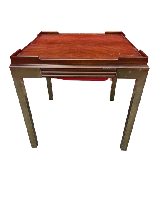Vintage Drexel Heritage Connoisseur Burl Wood/Brass Leg Side Table JW169-3