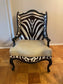 Pair of Massoud Mendosa Zebra Floral Upholstered Wing Chairs KK270-1