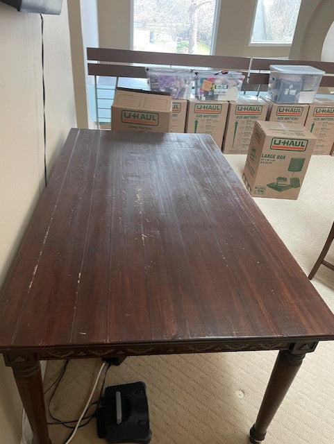 Vintage Carved Wood Dining Table Desk LG223-19