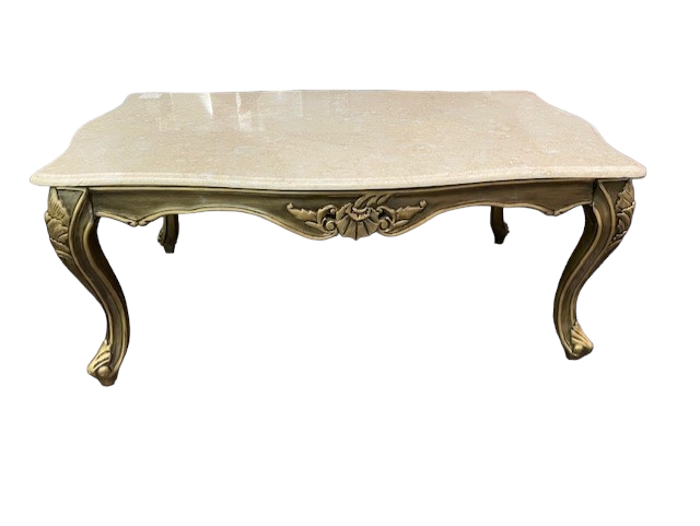 French Gilded Coffee Table w Faux Marble Top DS227-15