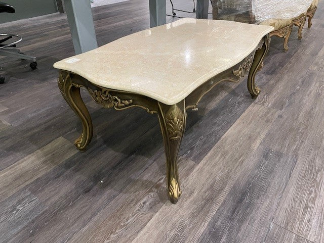 French Gilded Coffee Table w Faux Marble Top DS227-15