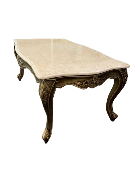 French Gilded Coffee Table w Faux Marble Top DS227-15