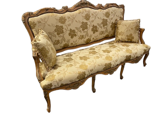 French Silk Embroidered Three Seater Upholstered Settee Sofa DS227-16