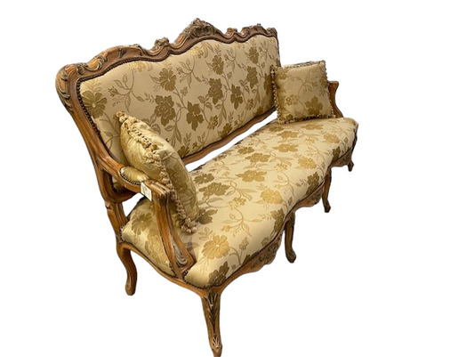 French Silk Embroidered Three Seater Upholstered Settee Sofa DS227-16