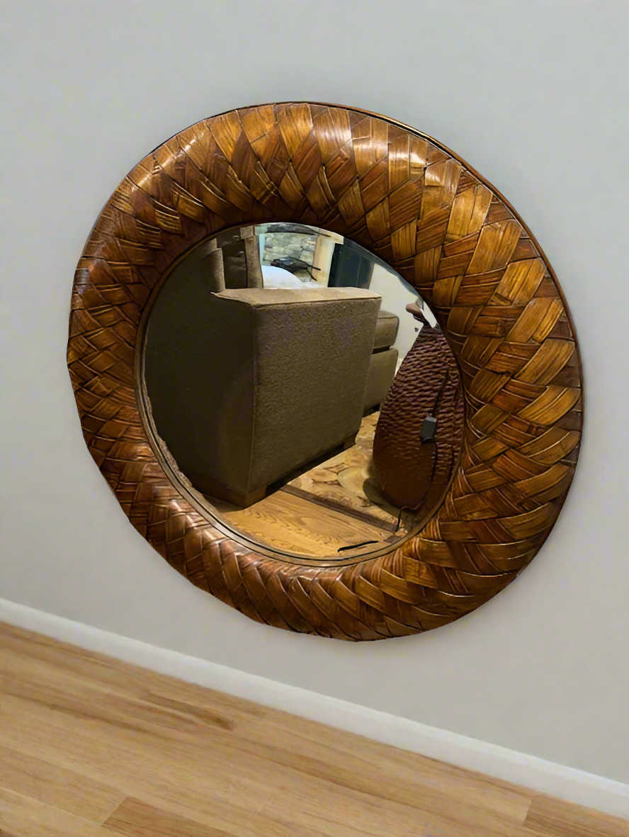 Round Large Braided Rattan Mirror SH265-2 – GoodbyHello Furniture