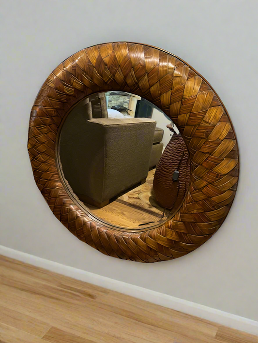 Round Large Braided Rattan Mirror SH265-2