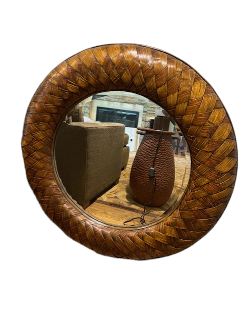 Round Large Braided Rattan Mirror SH265-2