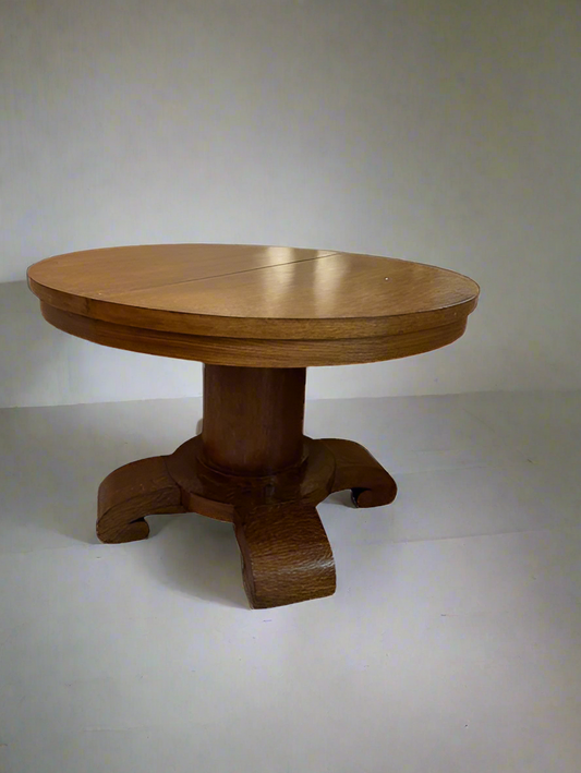 American Empire Vintage Round Oak Dining Table SH265-19