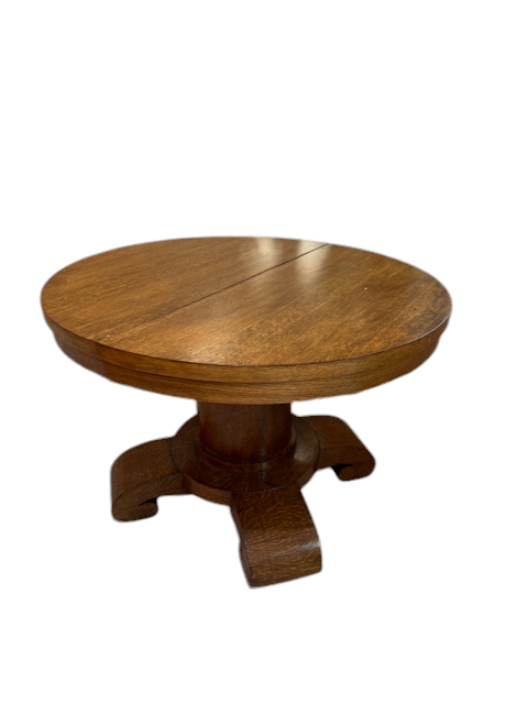 American Empire Vintage Round Oak Dining Table SH265-19