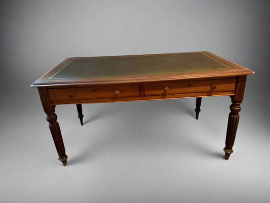 c1900 Louis XV Style Oak Antique Wood Desk w Leather Insert SH265-25