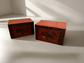 Pair 1800s Rare Antique Chinese Hand Painted Wedding Boxes SH265-26