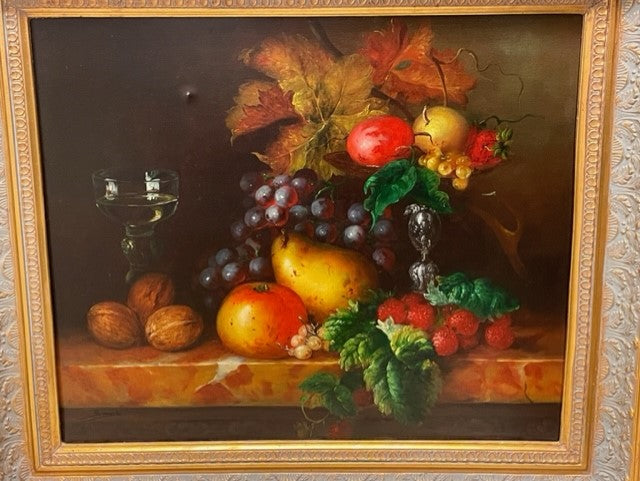 Riccardo Bianchi Still Life Painting on Canvas Signed & Framed ED41-4