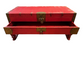 Vintage Chinese Red Lacquered Wood & Brass Hinged Chest SH265-27