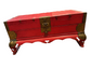 Vintage Chinese Red Lacquered Wood & Brass Hinged Chest SH265-27