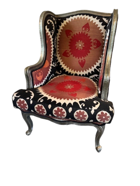 Bergere Suzani Furniture Red and Black Accent Chair SH265-33