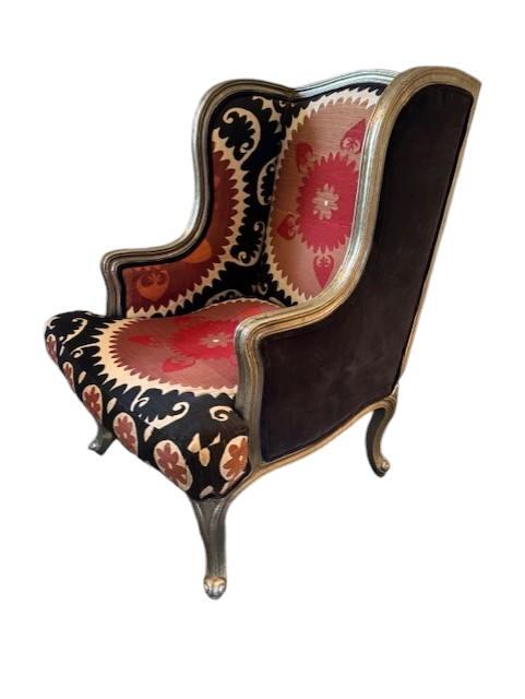 Bergere Suzani Furniture Red and Black Accent Chair SH265-33