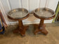 Pair 1900 c French Empire Pedestal Stand Tables Etched Brass Tray Planters EK221-22