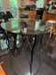 Round Smoke Glass Top Dining Table w Black Wrought Iron Base TM193-10