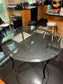 Round Smoke Glass Top Dining Table w Black Wrought Iron Base TM193-10