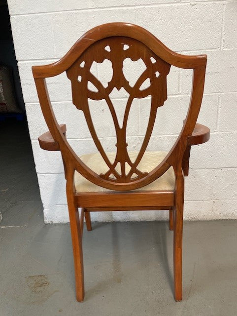 Duncan Phyfe Style Carved Wood Shield Back Arm Chair EK221-42