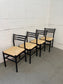 4 Black Bent Back Ladderback Rush Seat Dining Chairs EK221-45