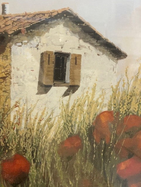 Guido Borelli Hand Signed The House Among the Poppies Lithograph EK221-62