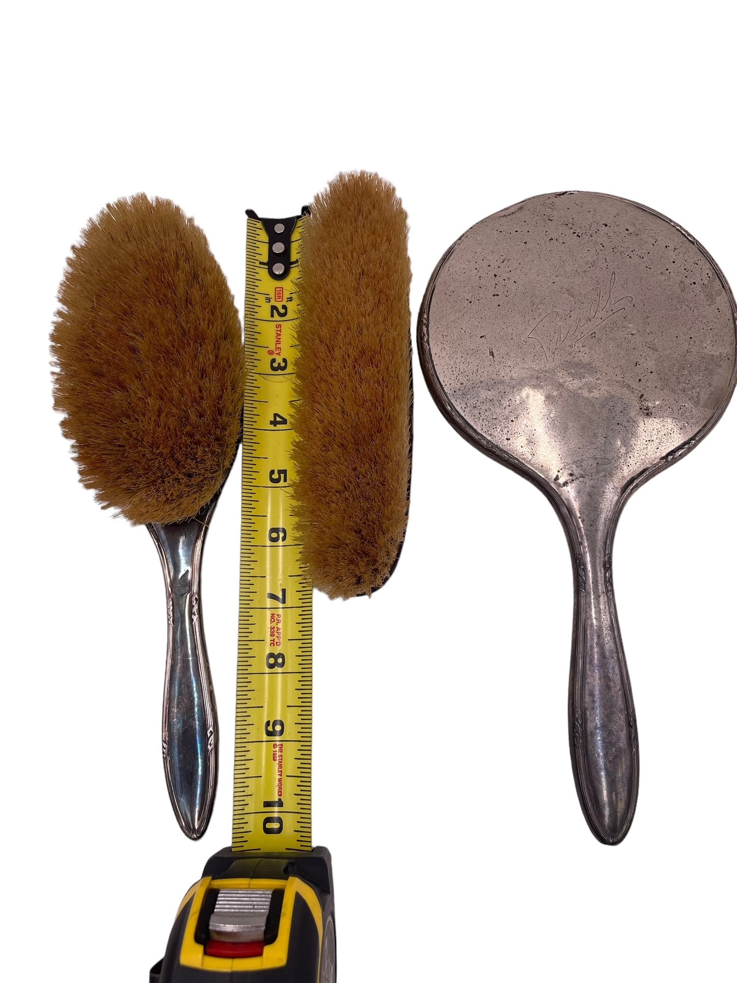 Three piece Sterling Silver Brush Mirror Clothing Brush Set SK92-34