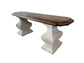 Designer Double Pedestal Stone Base Wood Top Console Table LG223-5