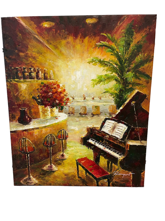 Artmasters Collection Piano Lounge Framed Oil Painting EK221-40