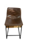 Pair Brown Leather Roundhill Furniture Counter Armless Stools EK221-8