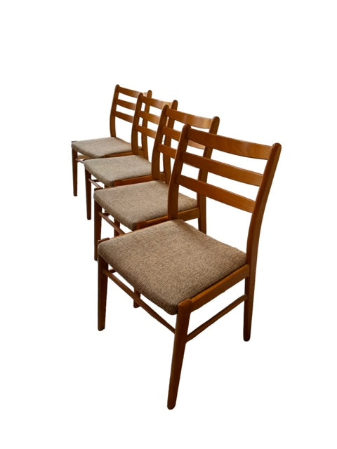 4 Vintage Mid Century Modern Danish Teak Ladderback Dining Chairs KV232-18