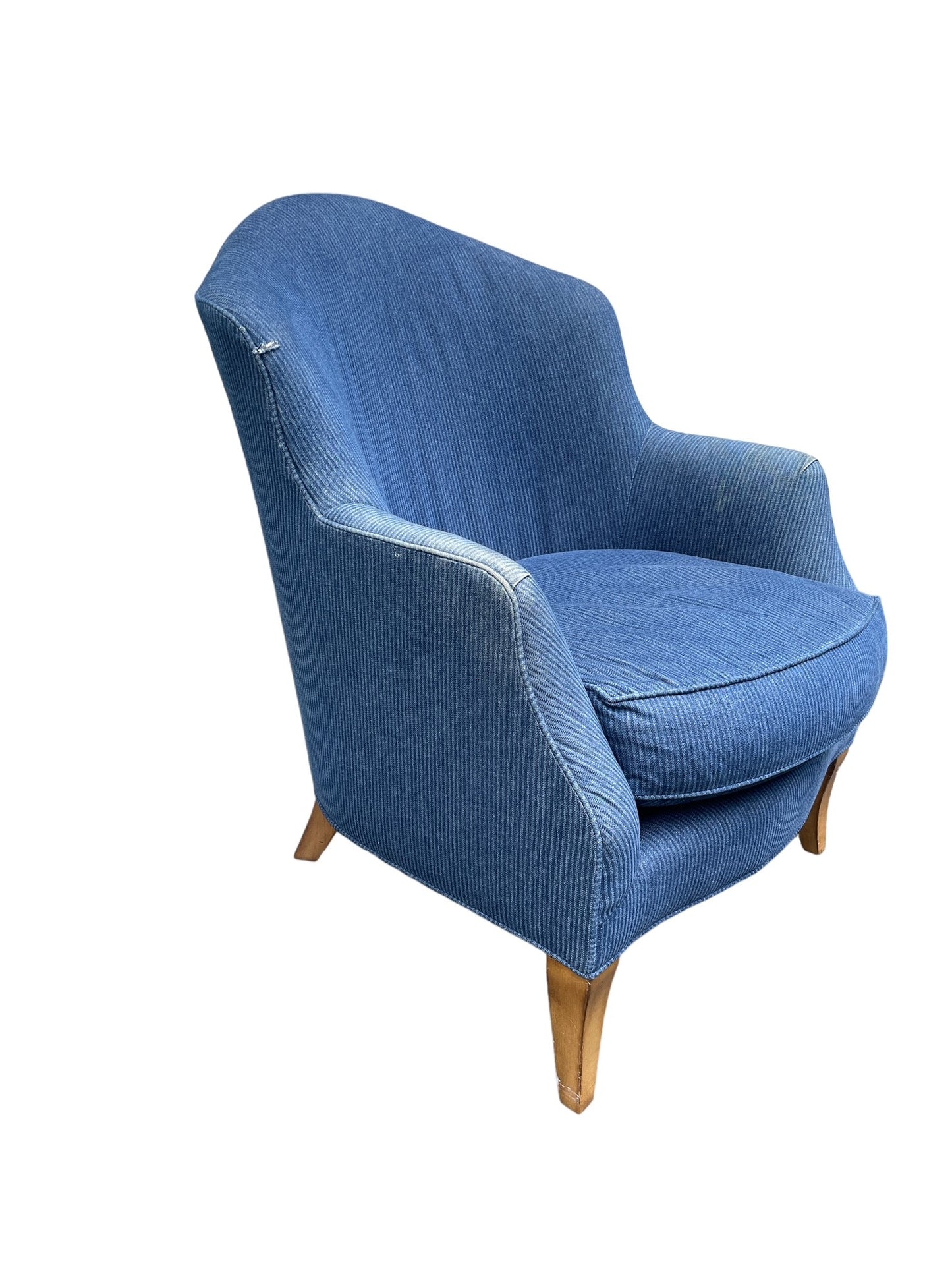 Custom Stroheim Upholstered Classics Denim Chair & Ottoman Chair LY200-9