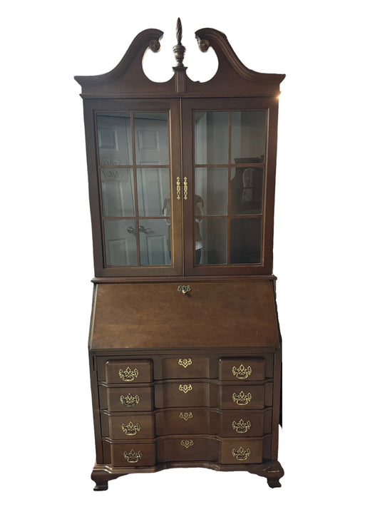 Vintage Jasper Cabinet Cherry Secretary w Serpentine Drawers EK221-183